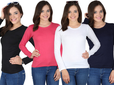 SayItLoud Printed Women's Round Neck Multicolor T-Shirt(Pack of 4, Csw03black-pink-white-navy
SayItLoud Printed Women's Round Neck Multicolor T-Shirt(Pack of 4, Csw03black-pink-white-navy