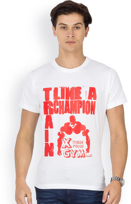 Kingaroo Printed Men' Round Neck White T-Shirt