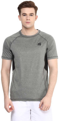Aurro Solid Men's Round Neck Grey T-Shirt, Grey/black