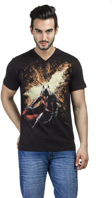 Dark Knight Printed Men' V-neck Black T-Shirt