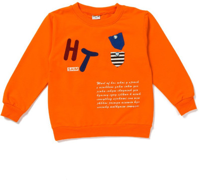 Camey Boys Printed Cotton Lycra Blend T Shirt(Orange, Pack of 1