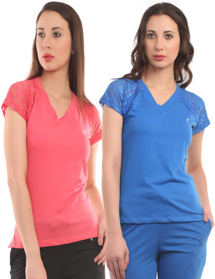 Ultra Fit Solid Women's V-neck Pink, Blue T-Shirt(Pack of 2), Blue;pink
Ultra Fit Solid Women's V-neck Pink, Blue T-Shirt(Pack of 2), Blue;pink