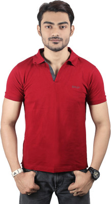 Spur Solid Men's Polo Neck Maroon T-Shirt