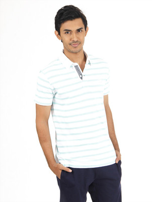 Puma Striped Men's Polo Neck White T-Shirt