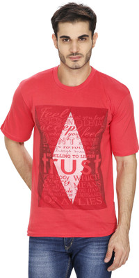 Sparky Printed Men' Round Neck Red T-Shirt