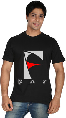 Trendster Printed Men' Round Neck Black T-Shirt
