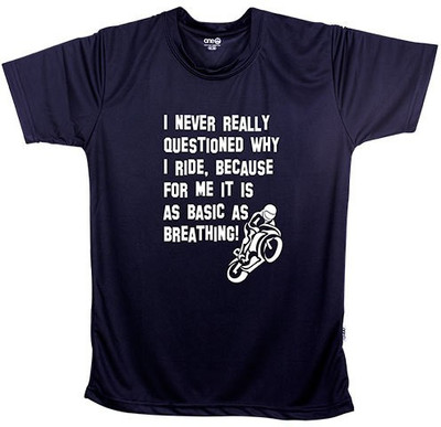 One11 Printed Men's Round Neck Black T-Shirt