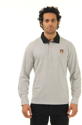 Monte Carlo Solid Men's Polo Neck Grey T-Shirt