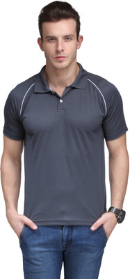 Scott International Self Design Men' Polo Neck Grey T-Shirt