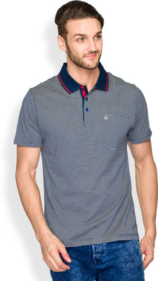 Raymond Striped Men's Polo Neck Blue T-Shirt