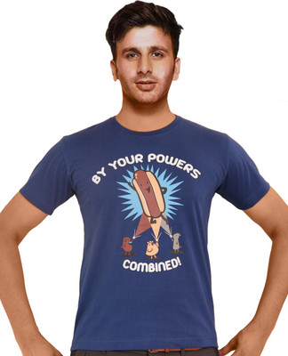 Clickroo Printed Men' Round Neck Blue T-Shirt