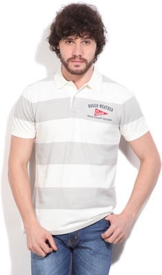 Gant Striped Men' Polo Neck White, Grey T-Shirt, 186
