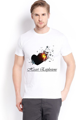 Trendster Printed Men' Round Neck White T-Shirt