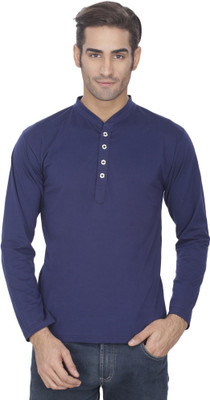 eSOUL Solid Men's Henley Dark Blue T-Shirt, Navy