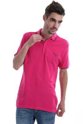 Puma Solid Men' Polo Neck Pink T-Shirt, Beetroot purple
