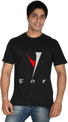 Trendster Printed Men' Round Neck Black T-Shirt