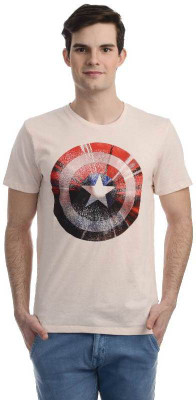 Marvel Comics Printed Men' Round Neck Grey T-Shirt, Crystal pink melang