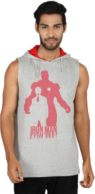 SayItLoud Printed Men's Hooded Grey T-Shirt