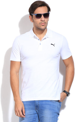 Puma Solid Men's Polo Neck White T-Shirt
