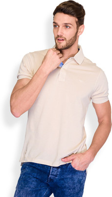 ColorPlus Solid Men' Polo Neck Brown T-Shirt