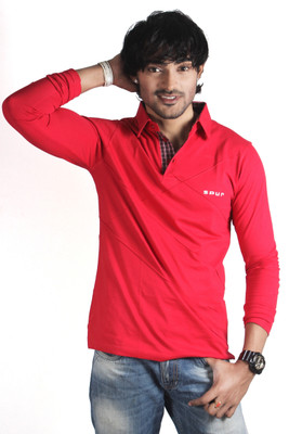 Spur Solid Men's Polo Neck Red T-Shirt