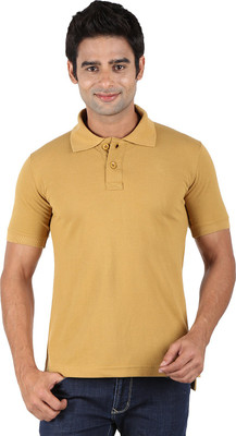 Trendster Solid Men' Polo Neck Brown T-Shirt