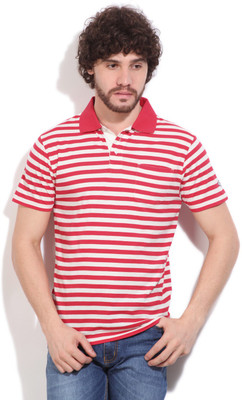 Gant Striped Men's Polo Neck White, Red T-Shirt, 612