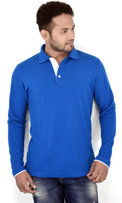 Komnil Solid Men' Polo Neck Blue T-Shirt, Royal blue