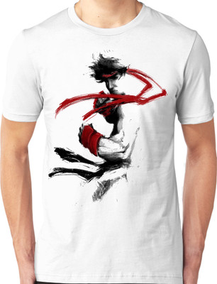 Foscous Printed Men's Round Neck White T-Shirt
