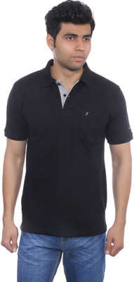 Studio Nexx Solid Men' Polo Neck Black T-Shirt