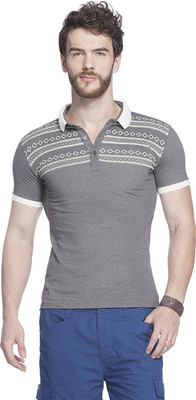 Tinted Argyle Men's Polo Neck Grey T-Shirt, Gray