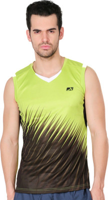 Vector X Printed Men' V-neck Light Green T-Shirt