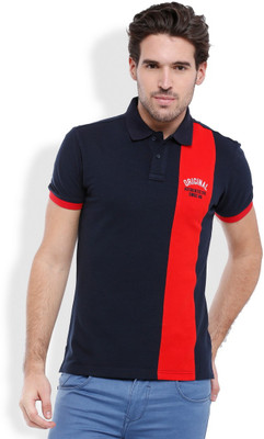 Parx Solid Men's Polo Neck Blue T-Shirt