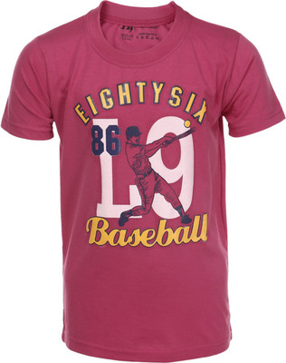 AJ Dezines Boys Printed Cotton T Shirt(Pink, Pack of 1, Magenta