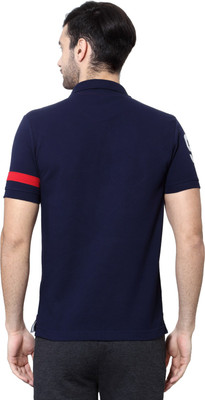Ajile by Pantaloons Solid Men's Polo Neck Blue T-Shirt, Navy