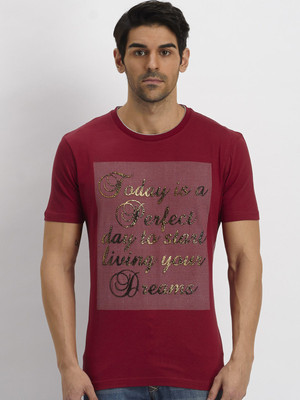 Fritzberg Printed Men's Round Neck Red T-Shirt