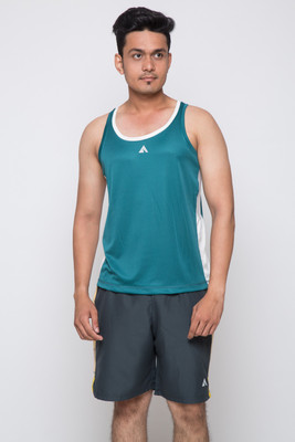 Acetone Solid Men's Scoop Neck Green, Silver T-Shirt, Jade;silver