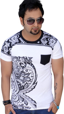Black Collection Graphic Print Men's Round Neck Multicolor T-Shirt