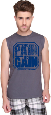 SayItLoud Printed Men's Round Neck Grey T-Shirt