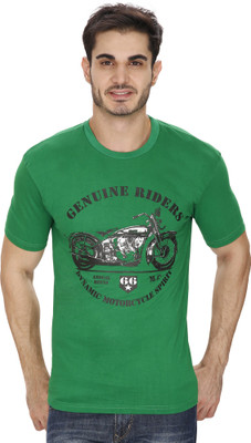 Sparky Printed Men's Round Neck Green T-Shirt