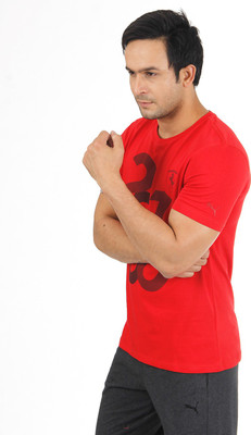 Puma Graphic Print Men' Round Neck Red T-Shirt, Rosso corsa-q2