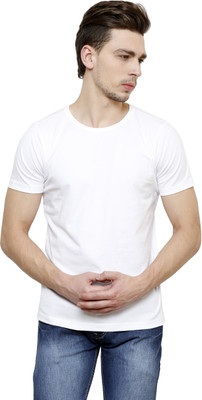 Casual Tees Solid Men' Round Neck White T-Shirt