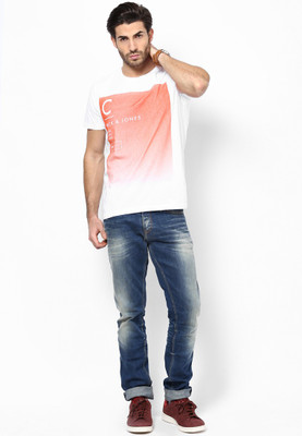 Jack & Jones Graphic Print Men's Round Neck White T-Shirt