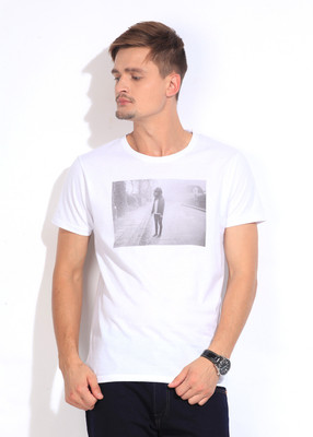 Jack & Jones Printed Men's Round Neck White T-Shirt