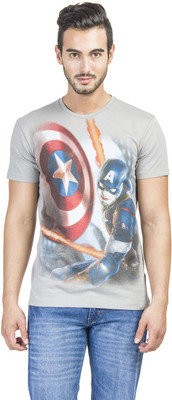 Avengers Printed Men' Round Neck Grey T-Shirt