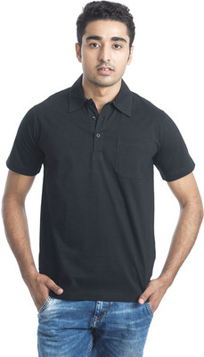 Casual Tees Solid Men' Polo Neck Black T-Shirt