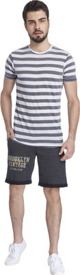 Jack & Jones Striped Men's Round Neck Blue T-Shirt, Navy blazer