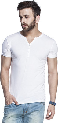 Tinted Solid Men's Henley White T-Shirt