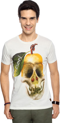 SF Jeans by Pantaloons Graphic Print Men's Round Neck White T-Shirt, Off white