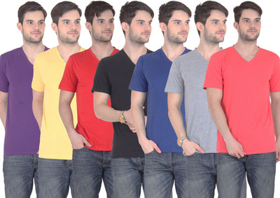 E'Hiose Solid Men' V-neck Multicolor T-Shirt(Pack of 7, Black;blue;carrot;grey;purple;red;yellow
E'Hiose Solid Men' V-neck Multicolor T-Shirt(Pack of 7, Black;blue;carrot;grey;purple;red;yellow